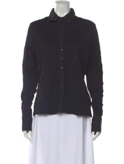 Pre-owned Anne Fontaine Patterned Long Sleeve Blouse In Gray