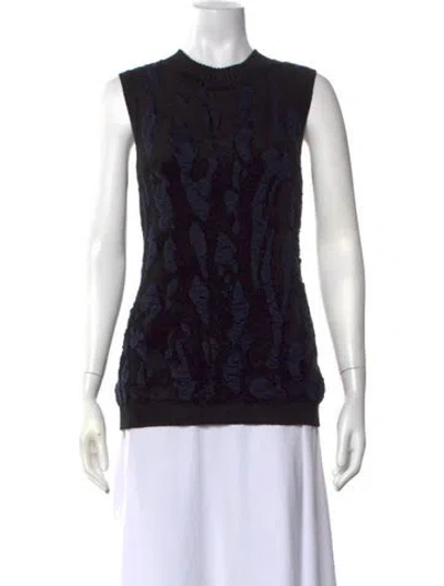 Pre-owned Anne Fontaine Patterned Mock Neck Sweater In Black