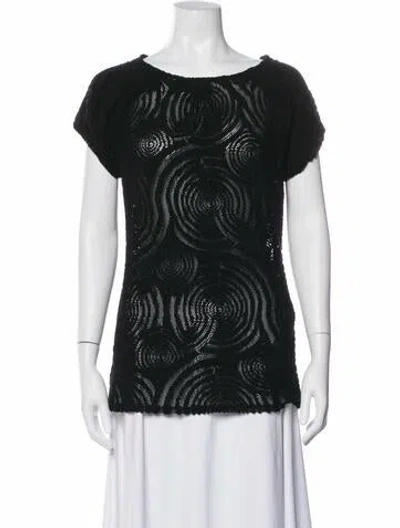 Pre-owned Anne Fontaine Patterned Scoop Neck Top In Black