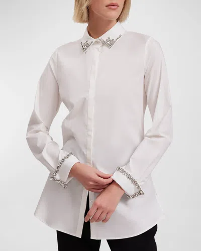 Anne Fontaine Philomne Crystal-embellished Shirt In White