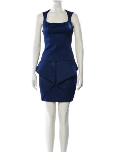 Pre-owned Anne Fontaine Pleated Accents Skirt Set In Blue