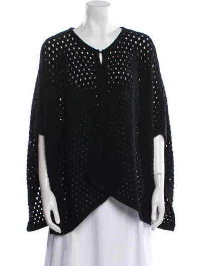 Pre-owned Anne Fontaine Polka Dot Print Poncho In Black