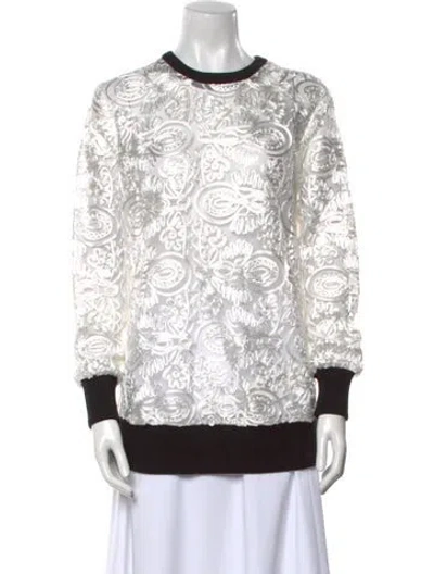 Pre-owned Anne Fontaine Printed Crew Neck Sweatshirt W/ Tags In White
