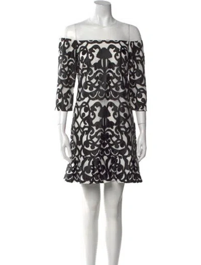 Pre-owned Anne Fontaine Printed Mini Dress W/ Tags In Black