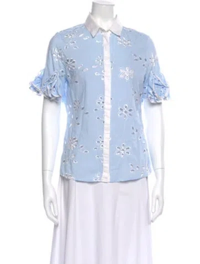 Pre-owned Anne Fontaine Printed Short Sleeve Blouse In Multi