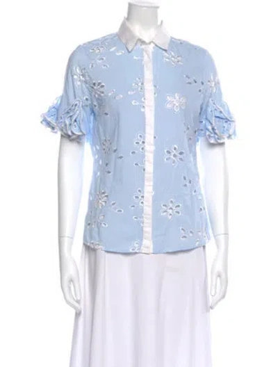 Pre-owned Anne Fontaine Printed Short Sleeve Blouse In Multi