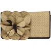 Anne Fontaine Raffia Flower Shoulder Bag In Brown