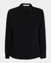 Anne Fontaine Sagane Button-down Crepe Shirt In Black