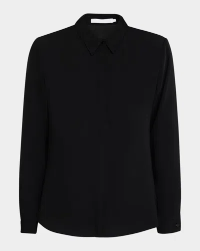 Anne Fontaine Sagane Button-down Crepe Shirt In Black