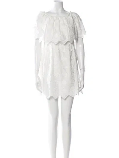 Pre-owned Anne Fontaine Scoop Neck Mini Dress In White