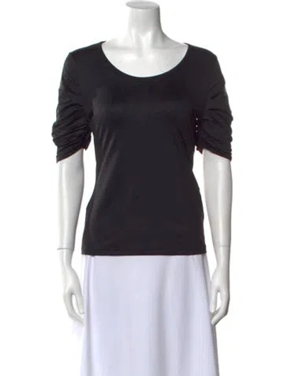 Pre-owned Anne Fontaine Scoop Neck Short Sleeve T-shirt In Black