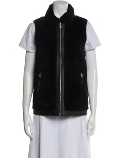 Pre-owned Anne Fontaine Shearling Faux Fur Jacket In Black