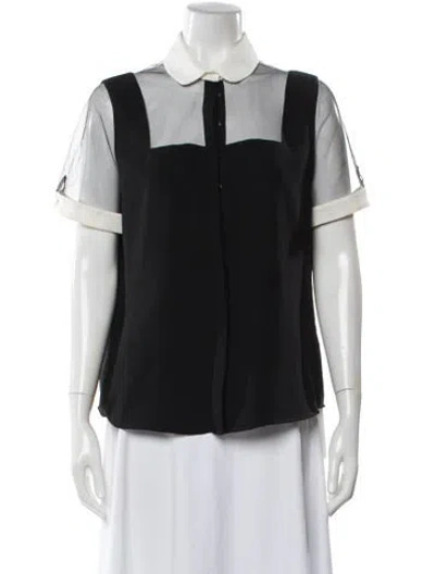 Pre-owned Anne Fontaine Short Sleeve Blouse In Black