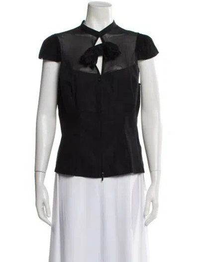 Pre-owned Anne Fontaine Short Sleeve Blouse In Black