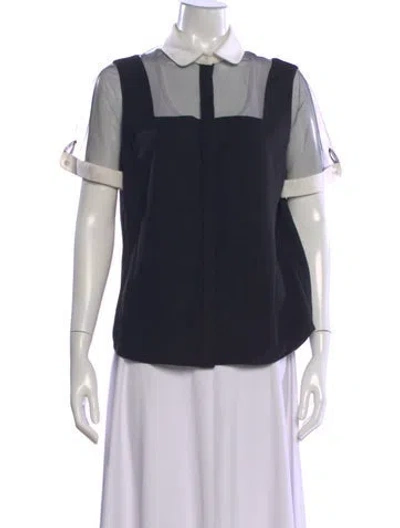 Pre-owned Anne Fontaine Short Sleeve Blouse In Black