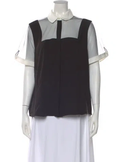 Pre-owned Anne Fontaine Short Sleeve Blouse In Black