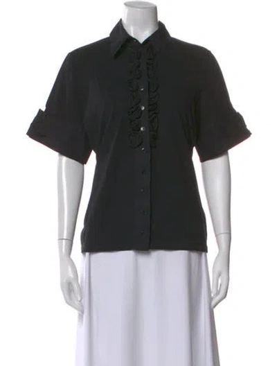 Pre-owned Anne Fontaine Short Sleeve Blouse In Black