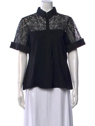 Pre-owned Anne Fontaine Short Sleeve Blouse In Black