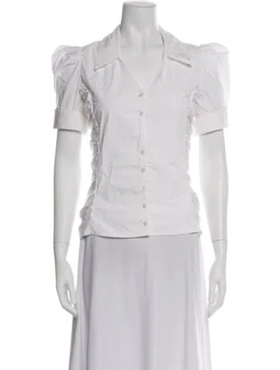 Pre-owned Anne Fontaine Short Sleeve Blouse In Blue