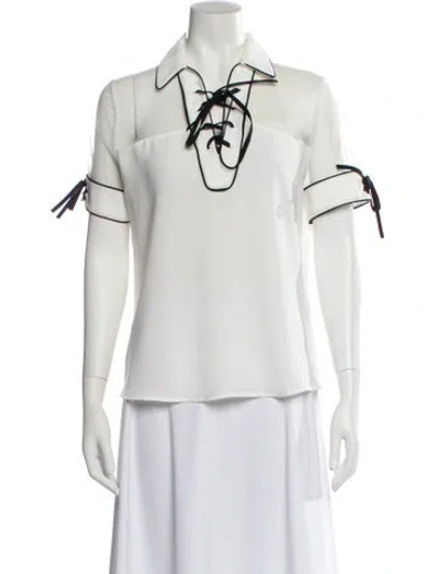 Pre-owned Anne Fontaine Short Sleeve Blouse In White