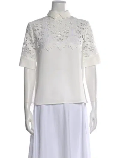 Pre-owned Anne Fontaine Short Sleeve Blouse In White