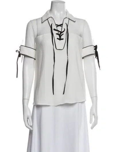 Pre-owned Anne Fontaine Short Sleeve Blouse In White