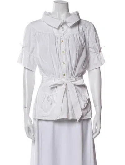 Pre-owned Anne Fontaine Short Sleeve Blouse In White