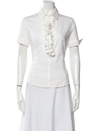 Pre-owned Anne Fontaine Short Sleeve Blouse In White