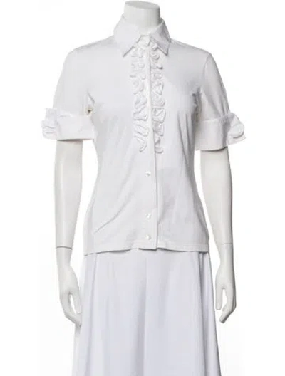 Pre-owned Anne Fontaine Short Sleeve Blouse In White