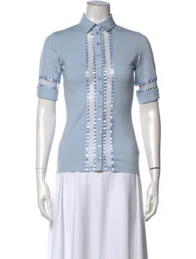 Pre-owned Anne Fontaine Short Sleeve Polo In Blue