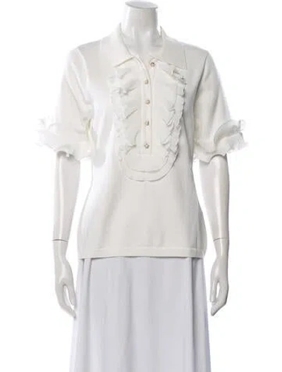 Pre-owned Anne Fontaine Short Sleeve Polo In Neutral