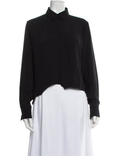 Pre-owned Anne Fontaine Silk Long Sleeve Blouse In Blue