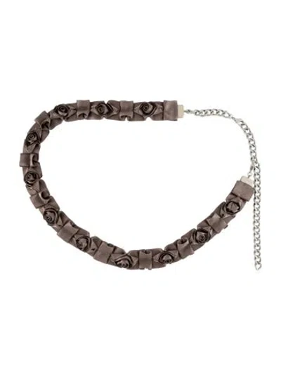 Pre-owned Anne Fontaine Skinny Chain-link Belt In Grey