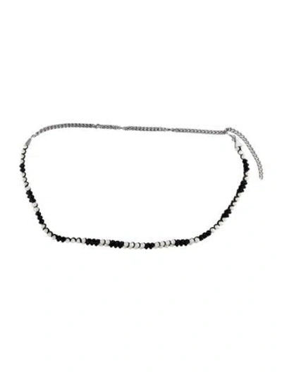 Pre-owned Anne Fontaine Skinny Crystal Waist Belt In White