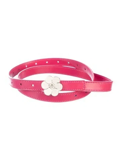 Pre-owned Anne Fontaine Skinny Leather Waist Belt In Pink