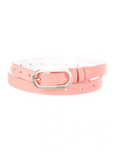 Pre-owned Anne Fontaine Skinny Leather Waist Belt In Pink
