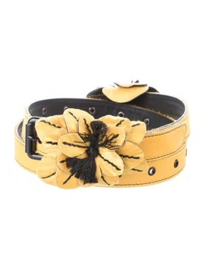 Pre-owned Anne Fontaine Skinny Leather Waist Belt In Yellow