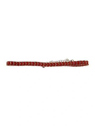 Pre-owned Anne Fontaine Skinny Metal Chain-link Belt In Metallic/red