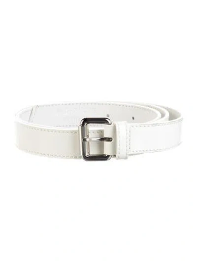 Pre-owned Anne Fontaine Skinny Patent Leather Belt In White