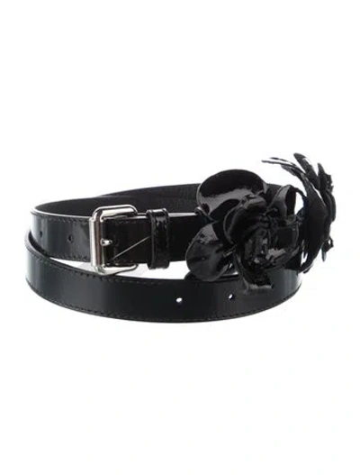 Pre-owned Anne Fontaine Skinny Patent Leather Waist Belt In Black