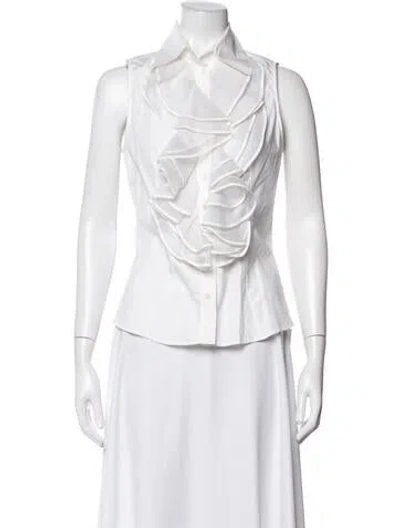 Pre-owned Anne Fontaine Sleeveless Blouse In White