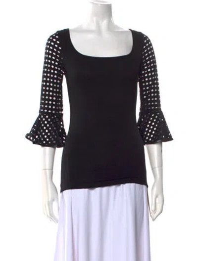 Pre-owned Anne Fontaine Square Neckline Three-quarter Sleeve Top In Black