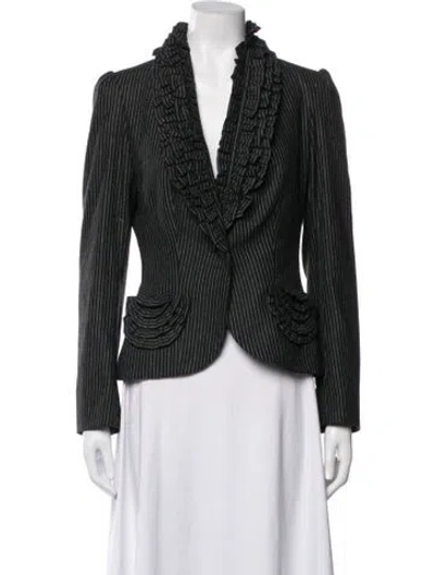 Pre-owned Anne Fontaine Striped Blazer In Green