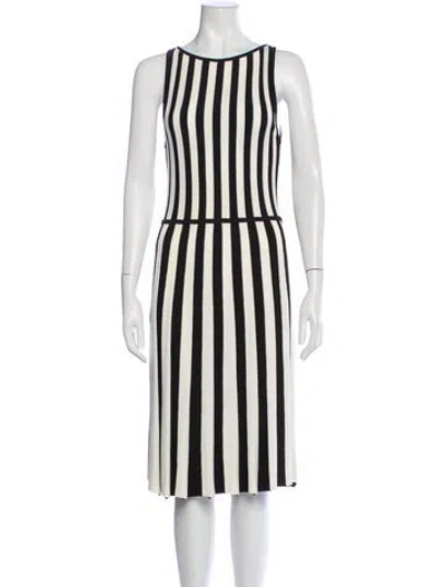 Pre-owned Anne Fontaine Striped Knee-length Dress In White