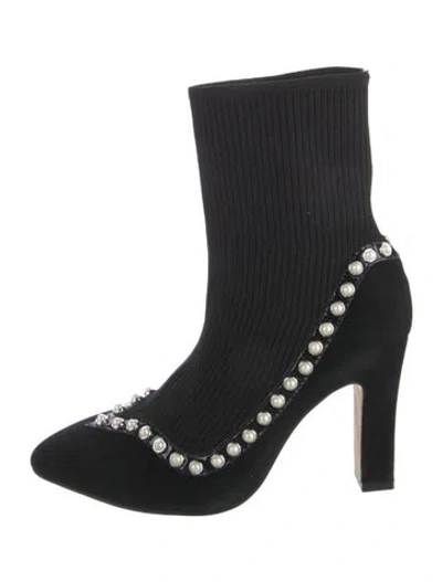 Pre-owned Anne Fontaine Suede Sock Boots In Black