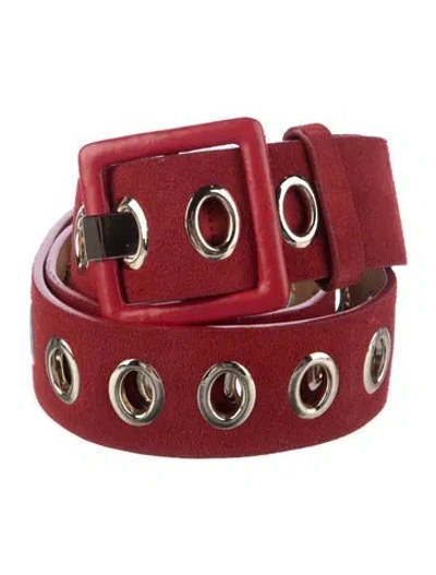 Pre-owned Anne Fontaine Suede Waist Belt In Red