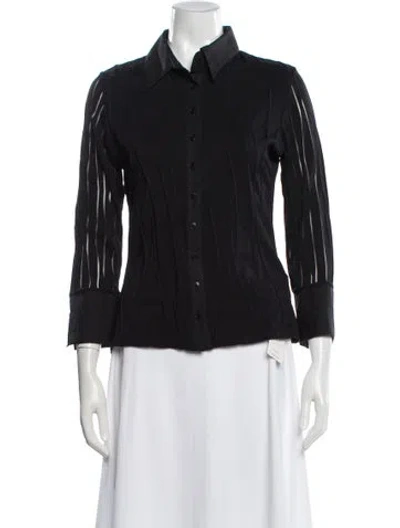Pre-owned Anne Fontaine Three-quarter Sleeve Button-up Top In Gray