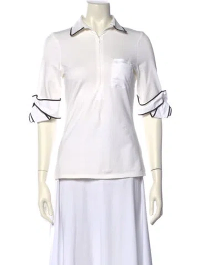 Pre-owned Anne Fontaine Three-quarter Sleeve Polo In Multi