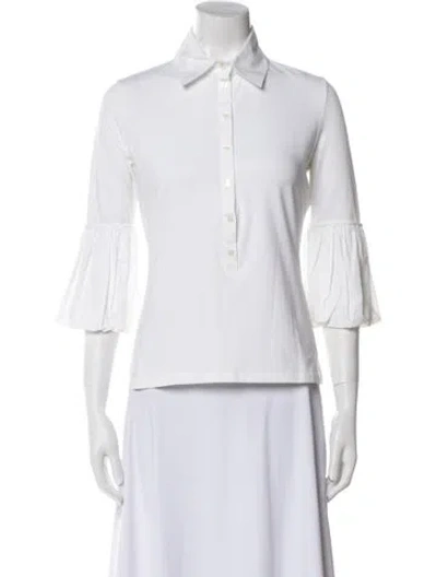 Pre-owned Anne Fontaine Three-quarter Sleeve Polo In White