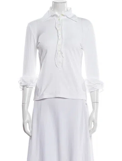 Pre-owned Anne Fontaine Three-quarter Sleeve Polo In White